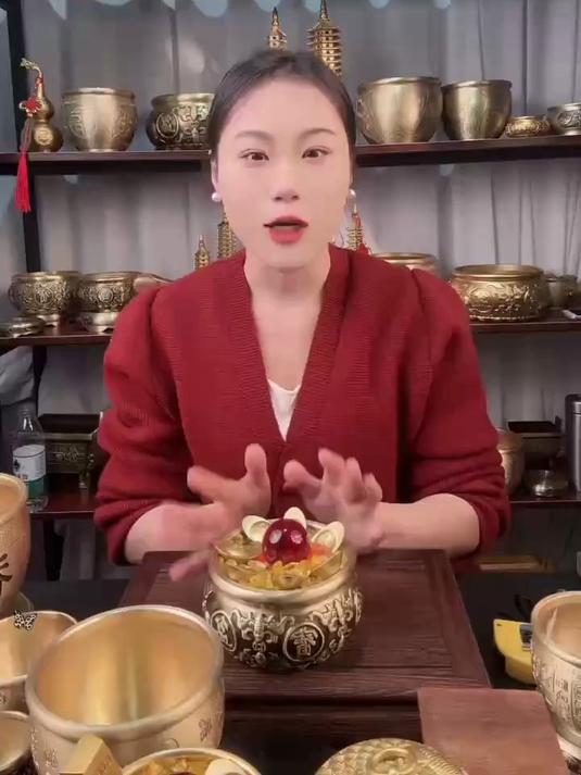 招财 百福缸 黄铜米缸 招财进宝 百福缸摆件