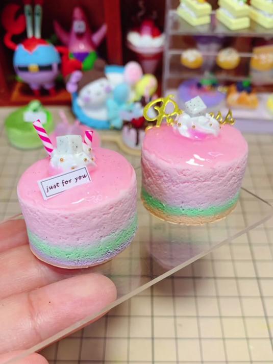 超轻粘土教程丨双色迷你小蛋糕