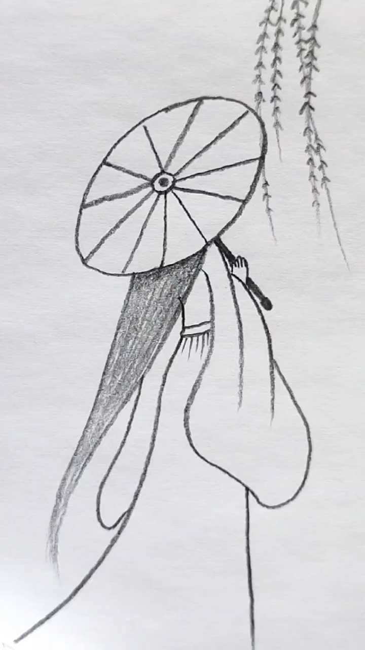 古风人物背影简笔画
