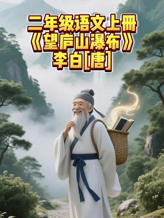 动画中的古诗词,二年级语文上册《望庐山瀑布》