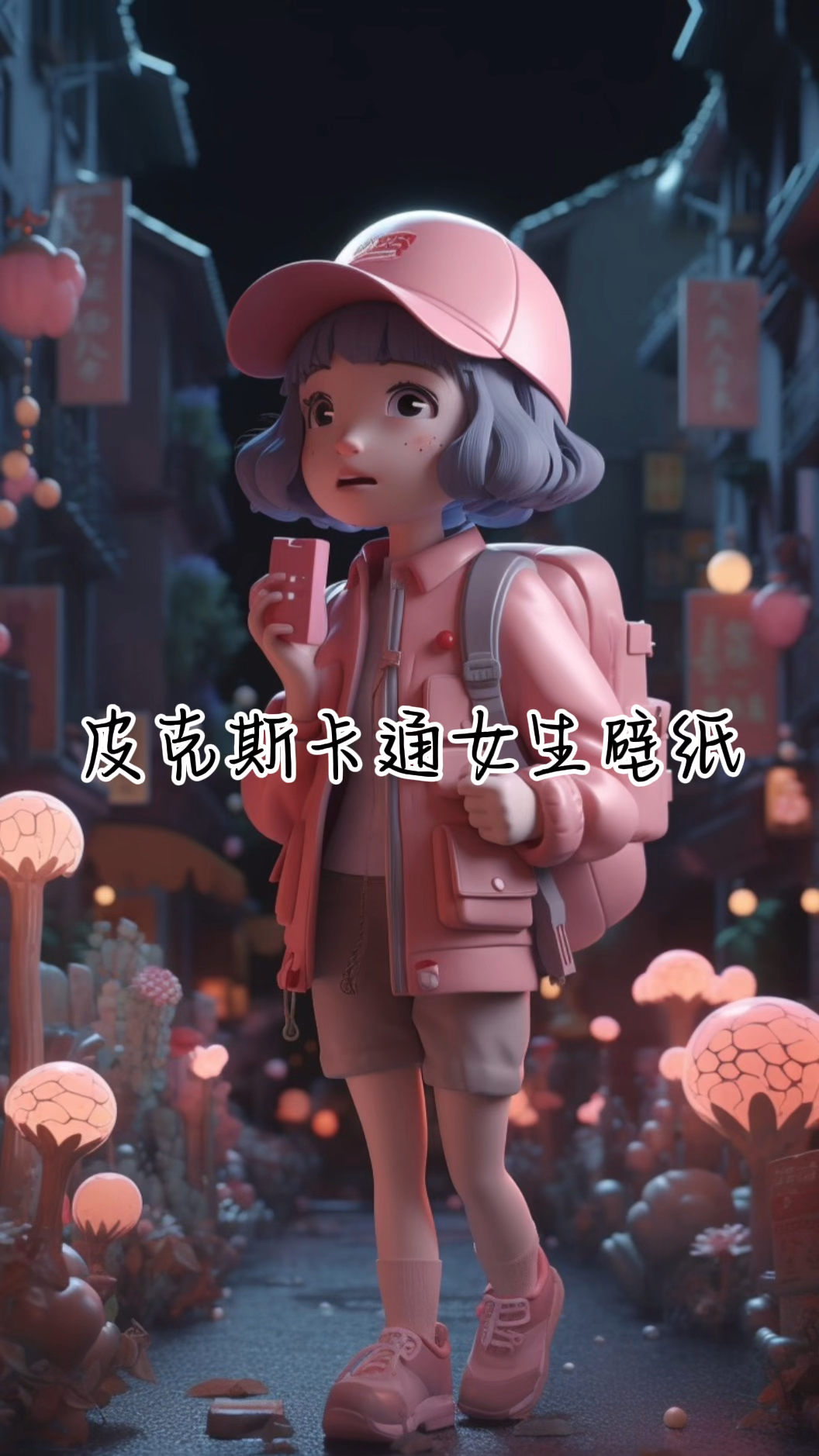 皮克斯风格可爱女生猫咪壁纸