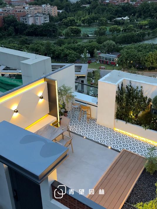 现代风屋顶花园完工实景拍摄~