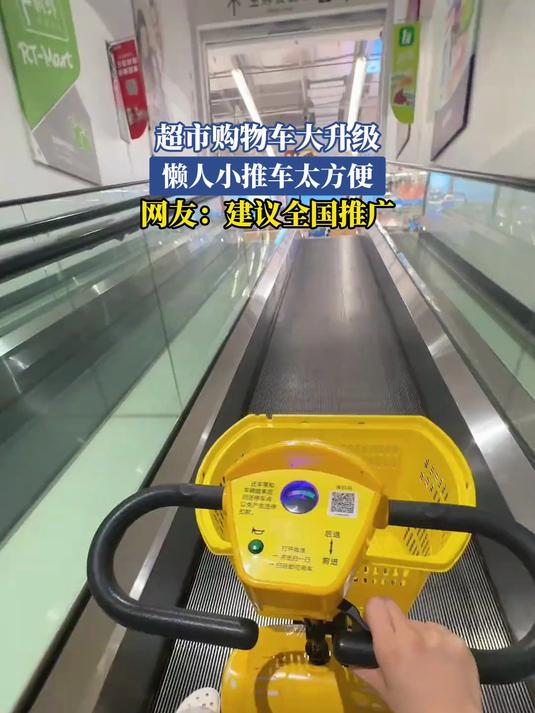 超市购物车大升级,懒人小推车太方便,网友:建议全国推广