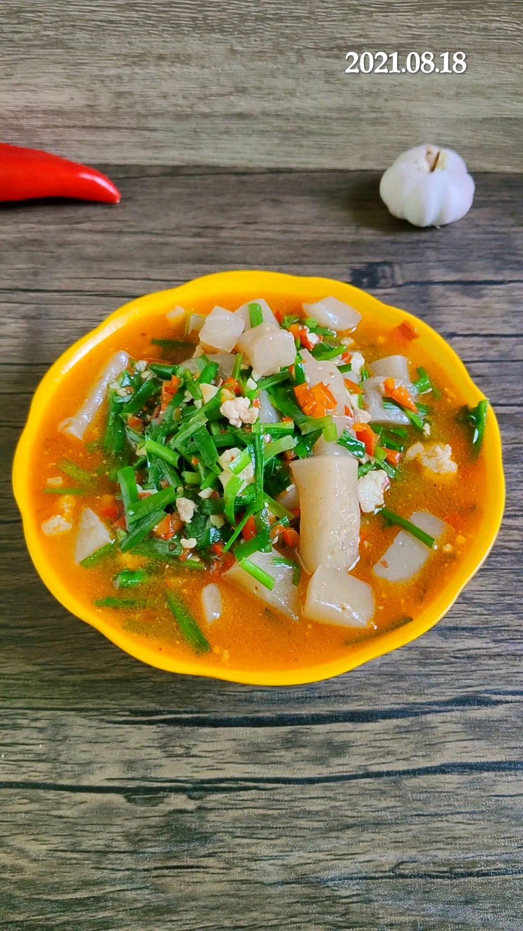 魔芋韭菜烧肉沫