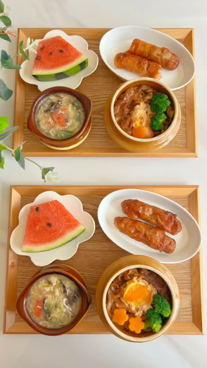 今天做了儿子特别喜欢吃的照烧肥牛饭,配上一碗好喝的紫菜蛋花汤～开启美好的一天～