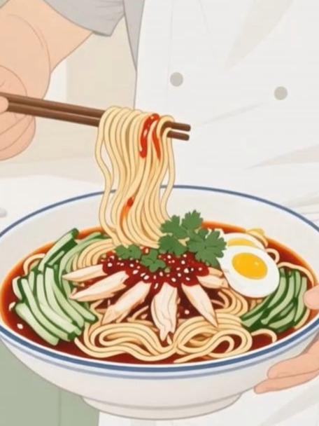 劲道十足，酸辣开胃，凉拌鸡丝面做法