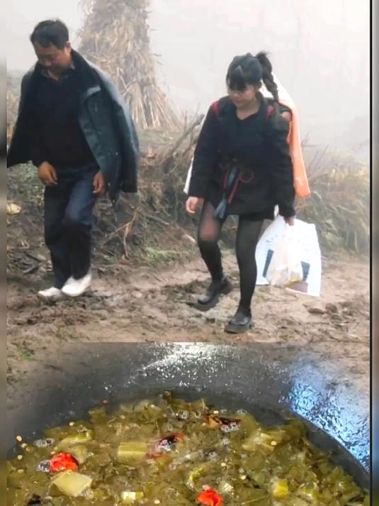 00后河南远嫁贵州大山！大山里冬天吃水太难了，只能煮点酸菜面了