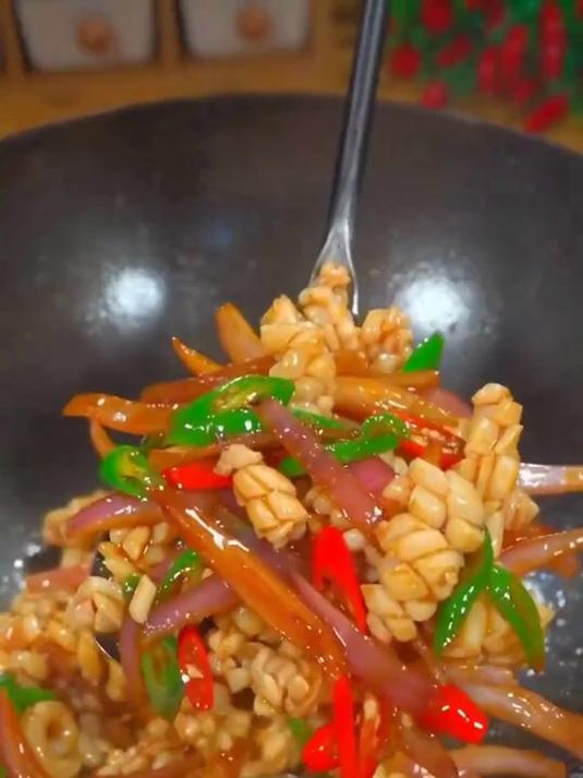 果然美味的速冻鱿鱼牛角花，简单又好吃