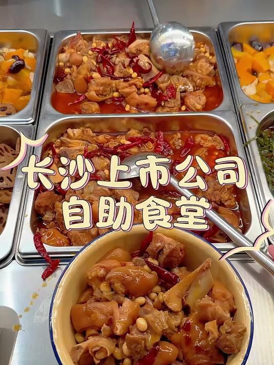 长沙公司食堂打饭丨猪脚饭黄豆版_