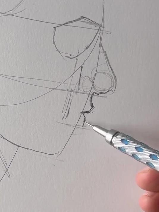 素描头像人物侧脸绘画过程