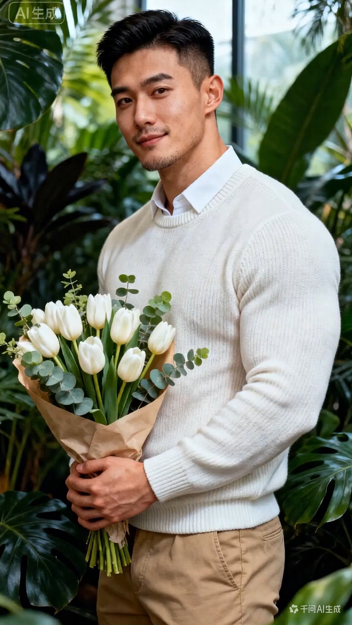 肌肉猛男帅哥壁纸集锦休闲好时光 肌肉帅哥 你说你要送花给谁呀