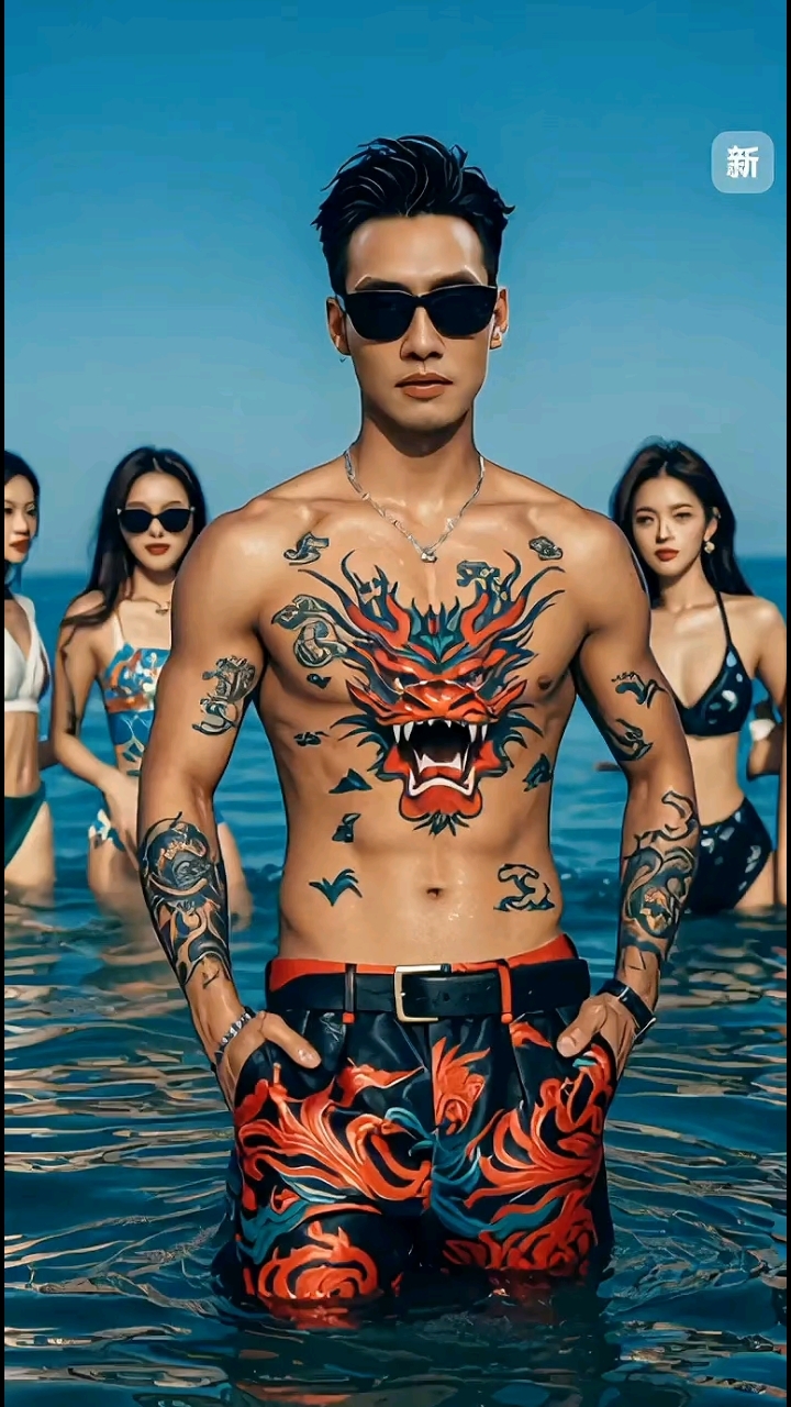 腹肌胸肌,#纹身男孩七种变化#纹身#活跃账号#巨量算数#