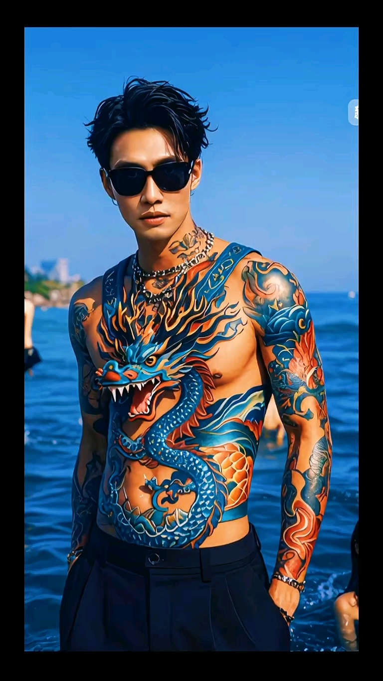 腹肌胸肌,#纹身男孩七种变化#纹身#活跃账号#巨量算数#刺青