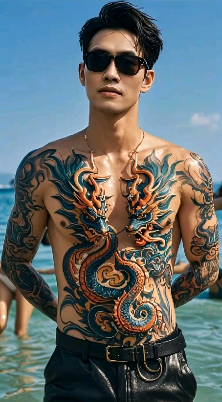 腹肌胸肌,#纹身男孩七种变化#这个纹身真的好帅呀#第三季#