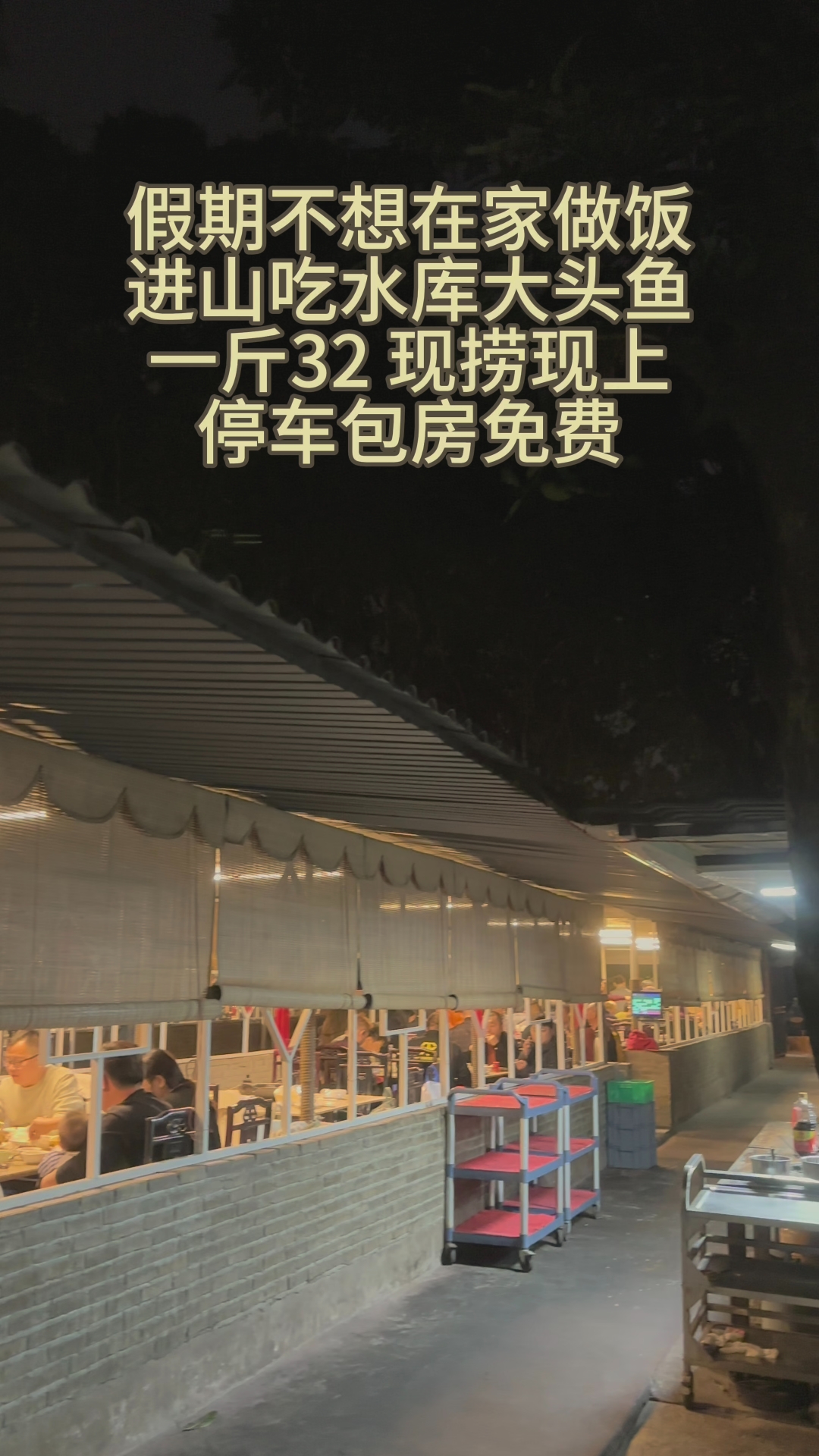 在深圳假期晚上，不想在家做饭出门吃！进山吃水库大头鱼吧！