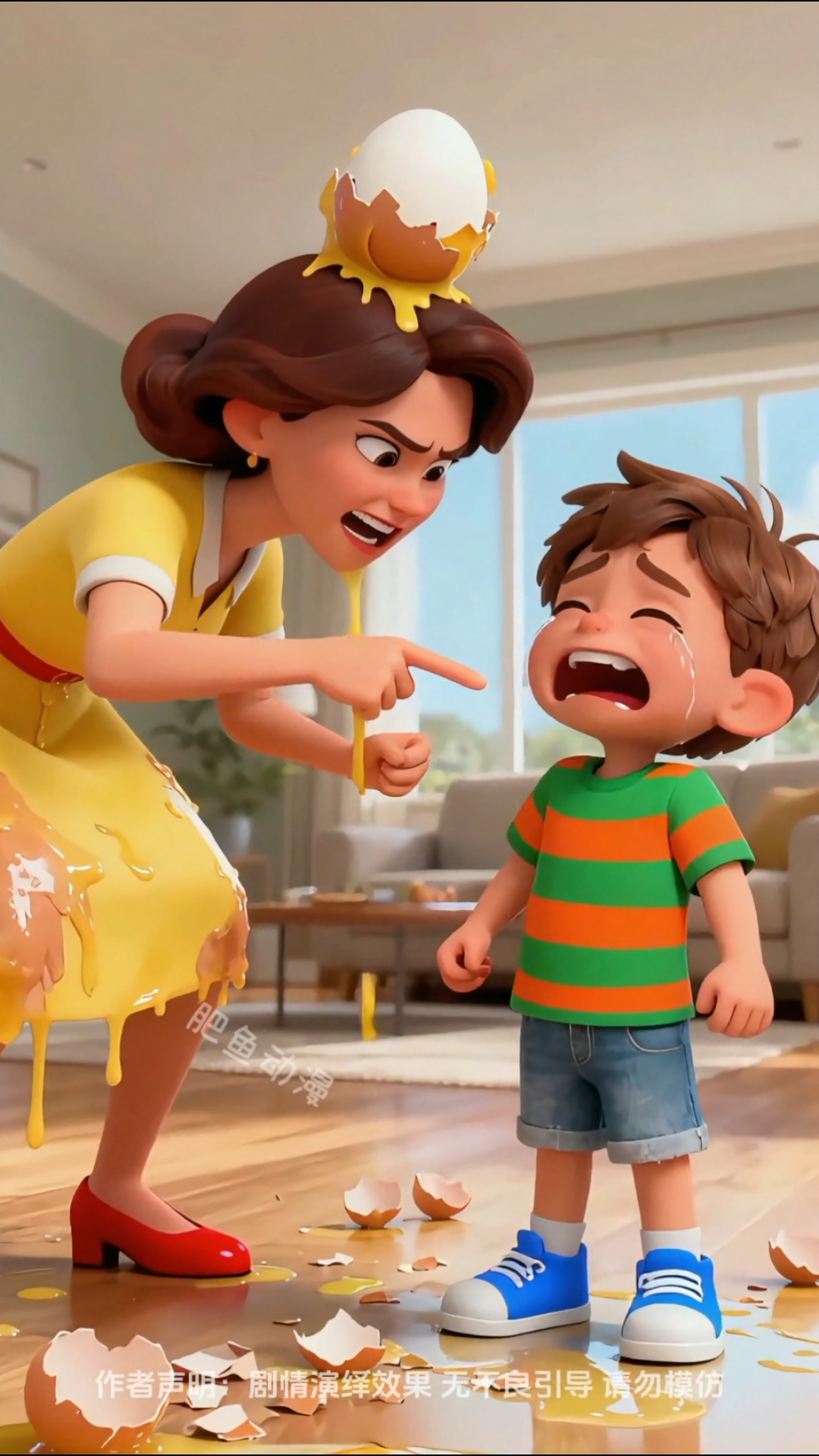 小男孩竟然打碎鸡蛋做滑冰场