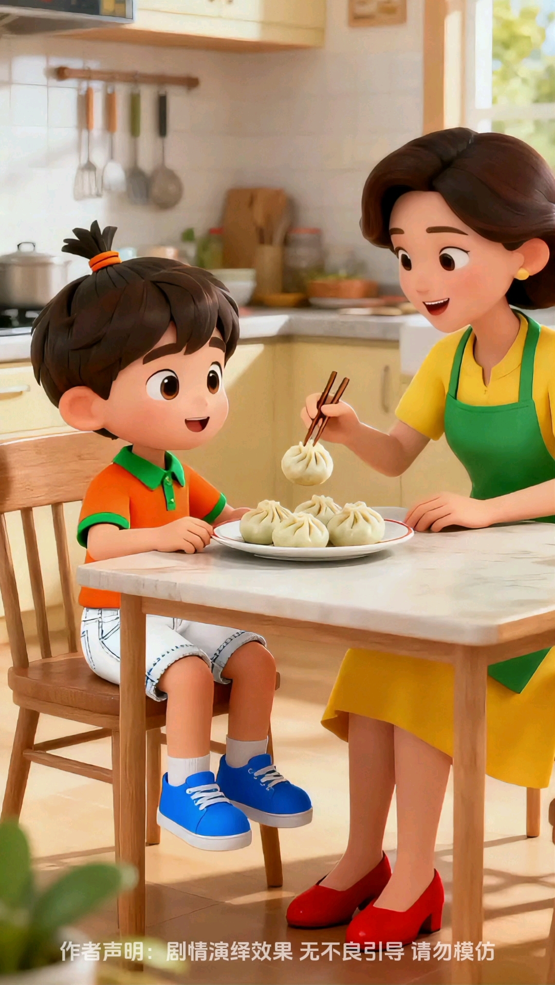 妈妈把包子都给了孩子自己却偷偷吃别的太搞笑了
