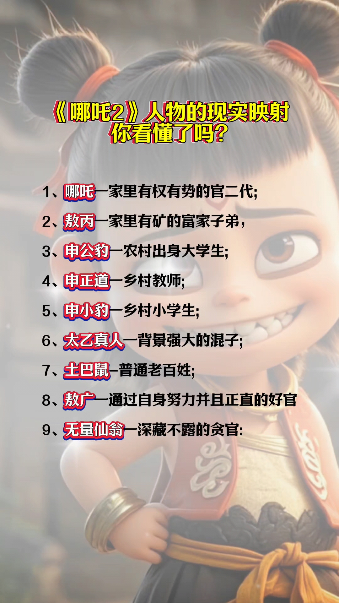 《哪吒2》人物的现实映射,你赞同吗?