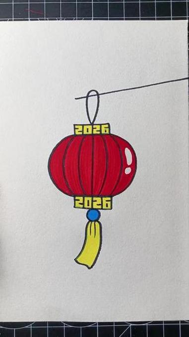 元旦画灯笼，学会了这个灯笼画法，你的元旦手抄报就完成了一半#一学就会的简笔画 #育儿简笔画