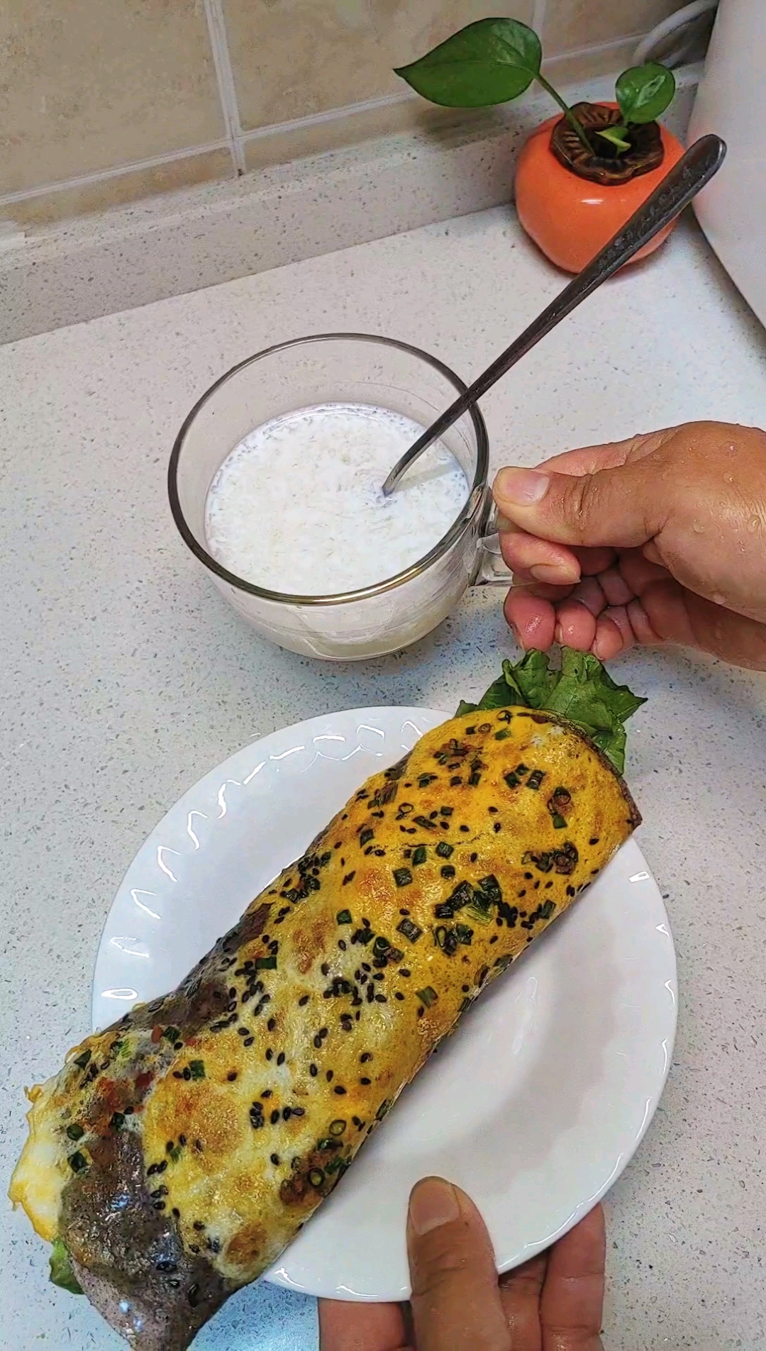 减肥的第71天～打卡减脂早餐,好吃又低卡的全麦卷饼,做法简单