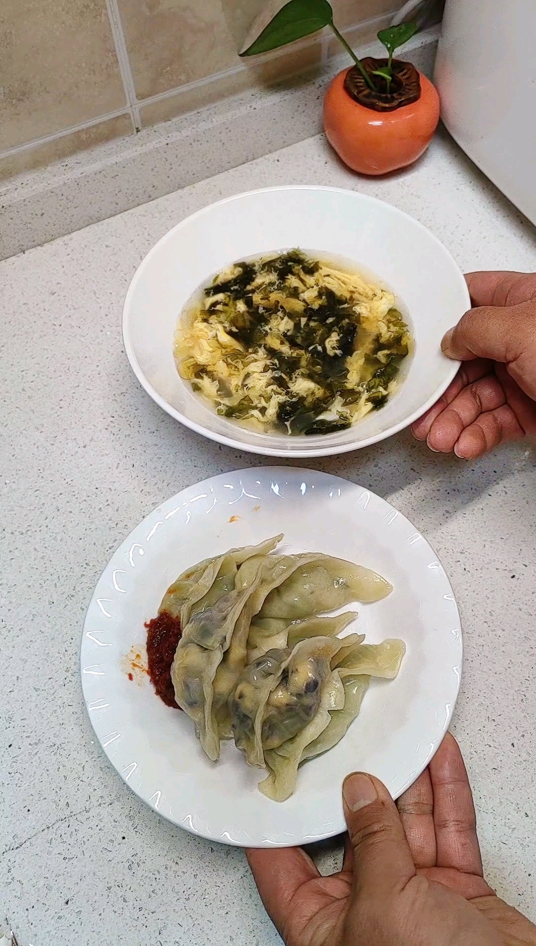 减肥的第65天～打卡晚餐,好吃又低卡的青菜虾仁蒸饺
