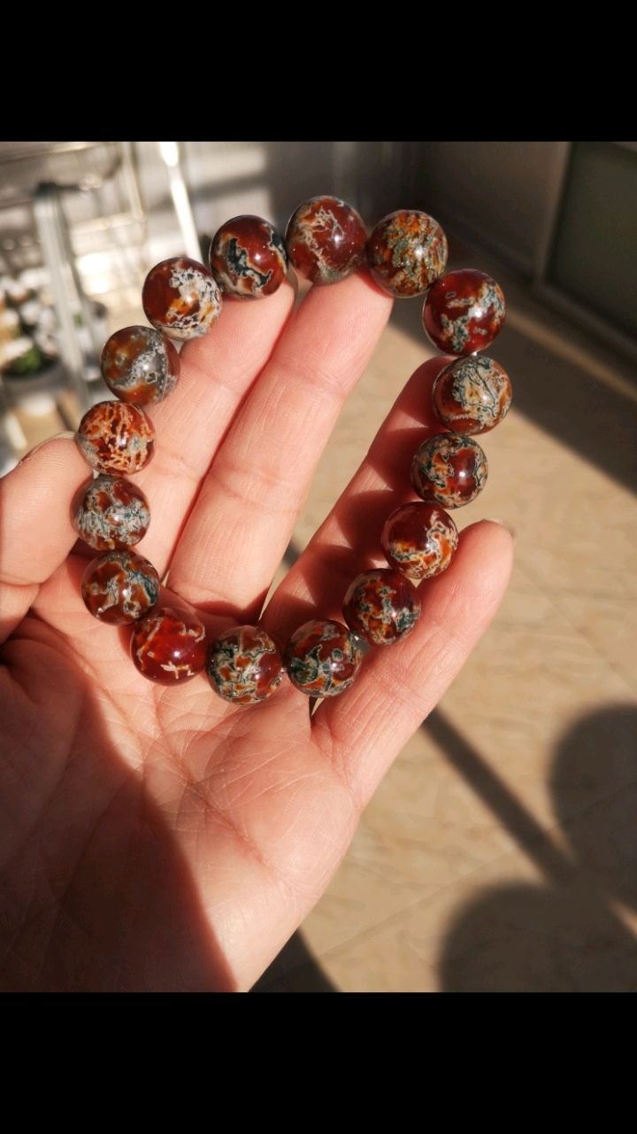 红油水草玛瑙手串
