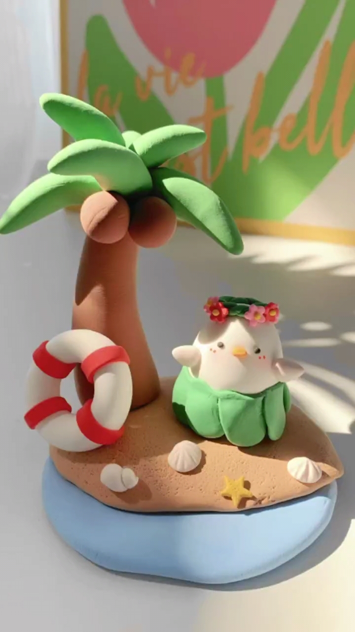 【粘土教程】夏日海滩小场景 #超轻粘土教程