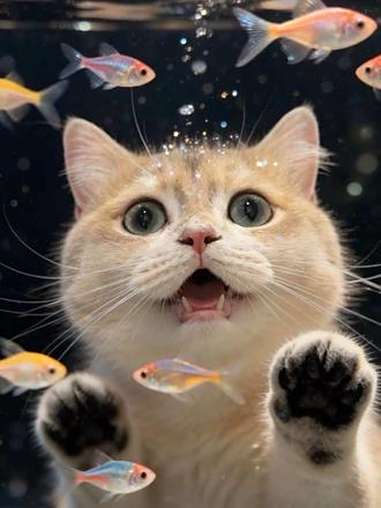 猪猪你看!哈?兄dei～AI萌宠金鱼照 也太可爱了吧 如何增加小猫的幸福感 剪映 猫猫我也