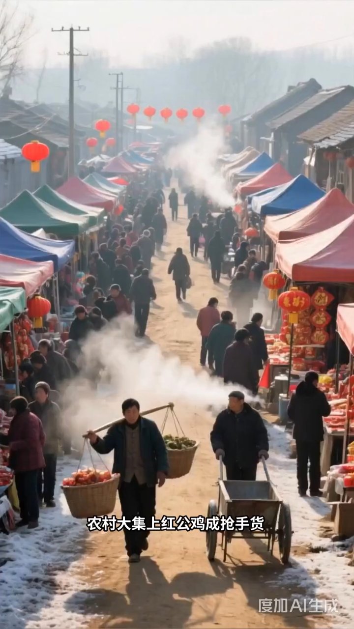 红公鸡成集市爆款，村民寒冬抢购年味浓