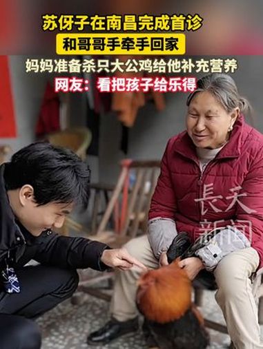 苏伢子在南昌完成首诊和哥哥手牵手回家妈妈准备杀只大公鸡给他补充营养 网友:看把孩子给乐得 