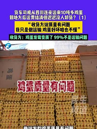 8月25日(发布)河南郑州,货车司机从四川连夜运来10吨多鸡蛋,到地方后运费结清但迟迟没人