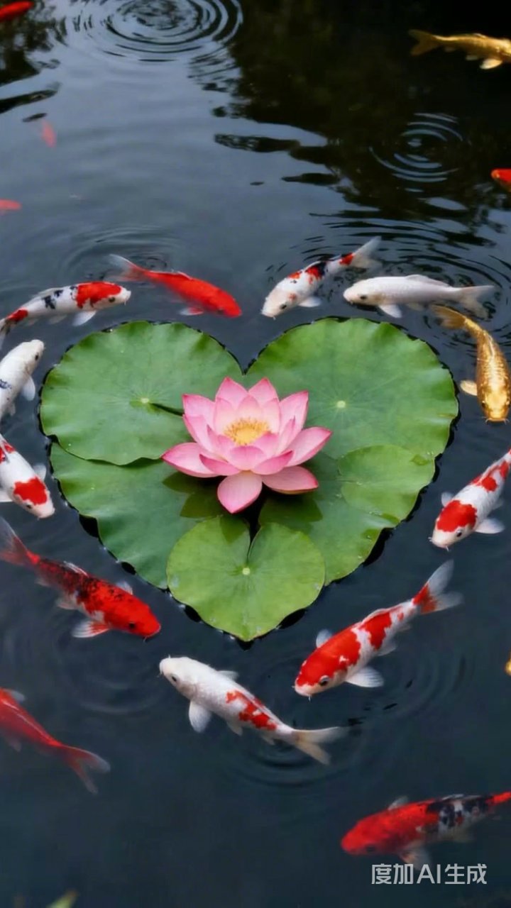 锦鲤摆尾财运来,点赞接福