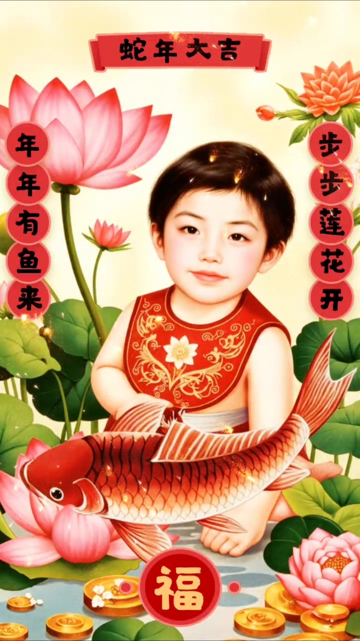 年画娃娃祝大家年年有鱼,财源滚滚来!