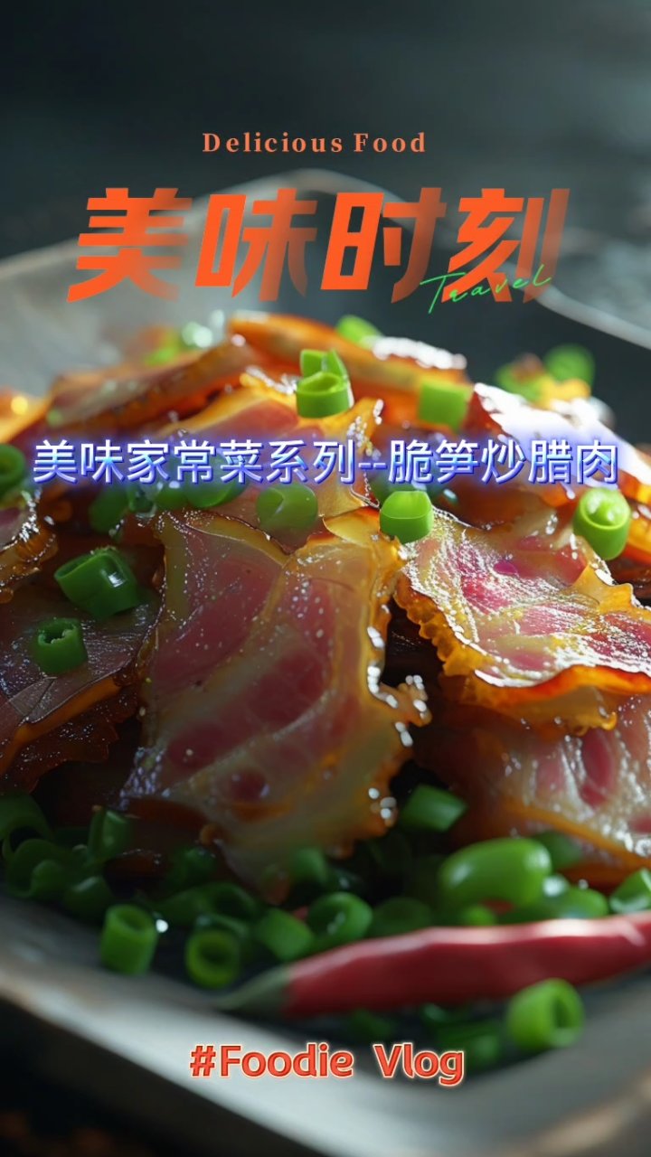 漫画风美味家常菜系列--脆笋炒腊肉