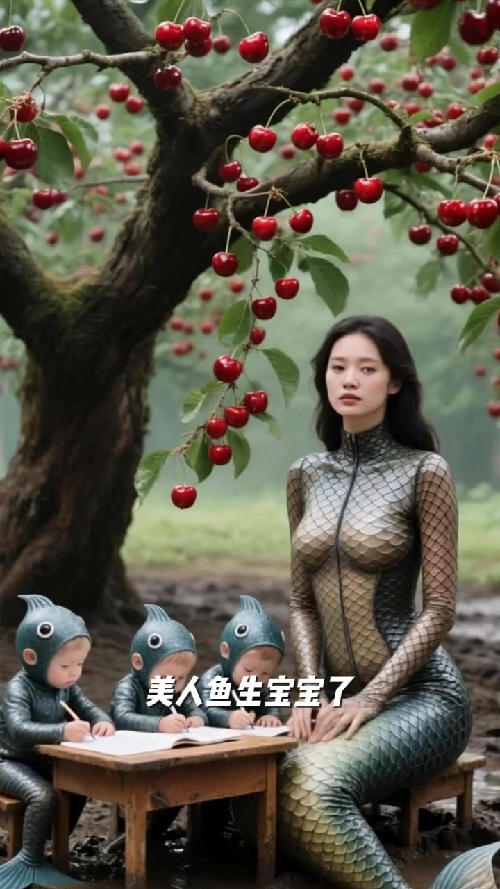 这美人鱼小宝宝太有口福了,在吃荔枝