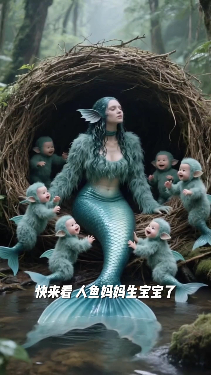 什么情况?这个美人鱼身上毛茸茸的,还生下这么多的小宝宝