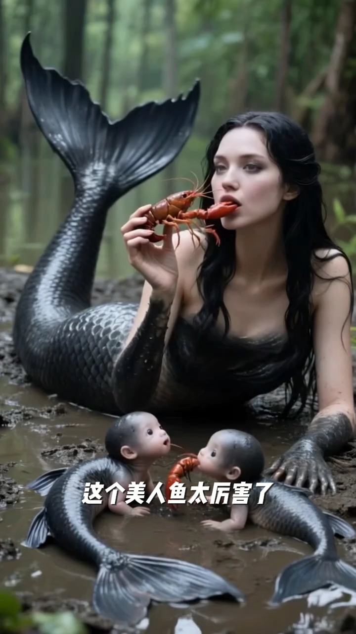 美人鱼在吃大龙虾