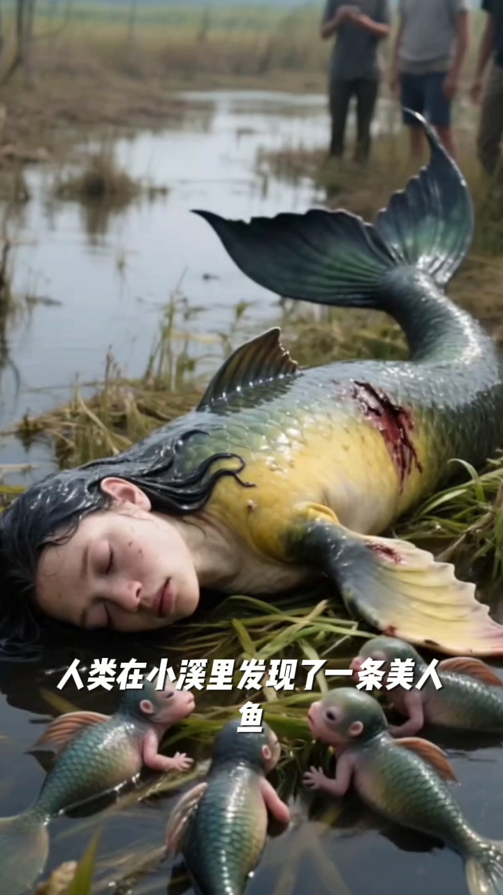 这美人鱼生下了宝宝。受伤了