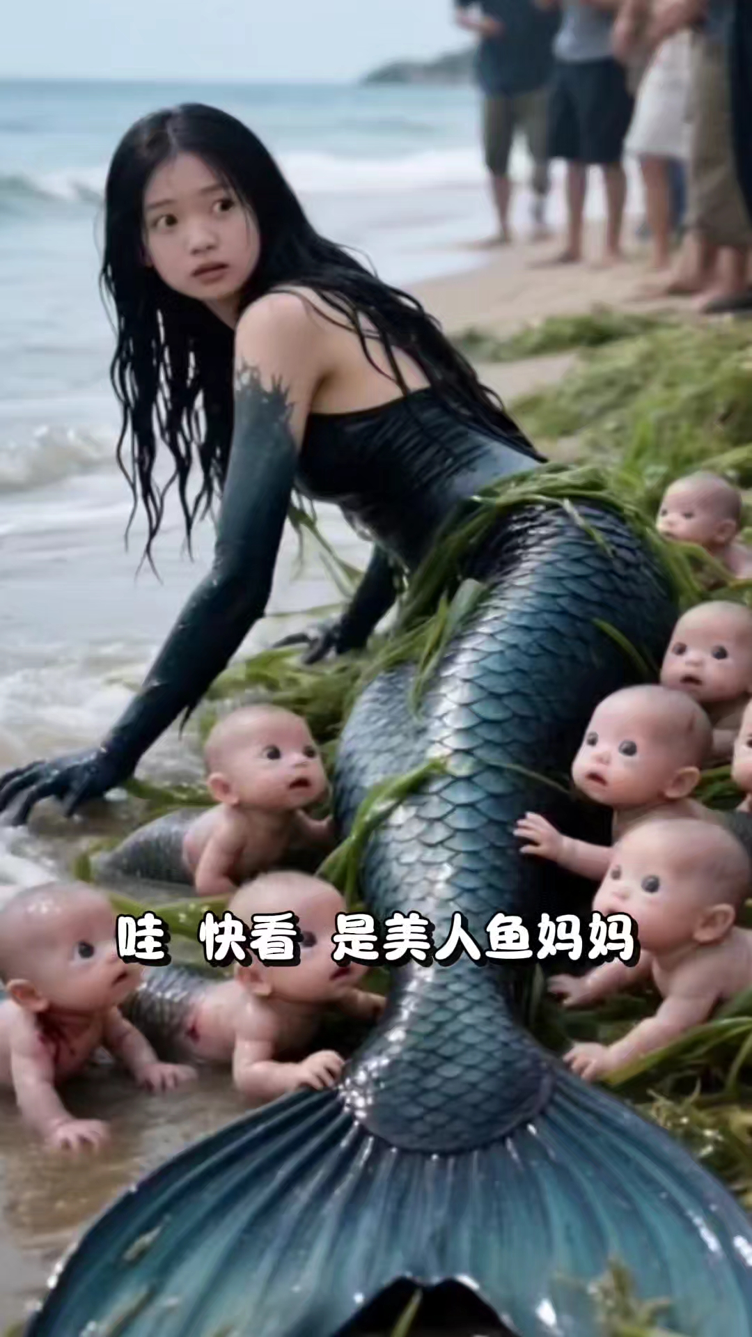 美人鱼的小宝宝在晒太阳