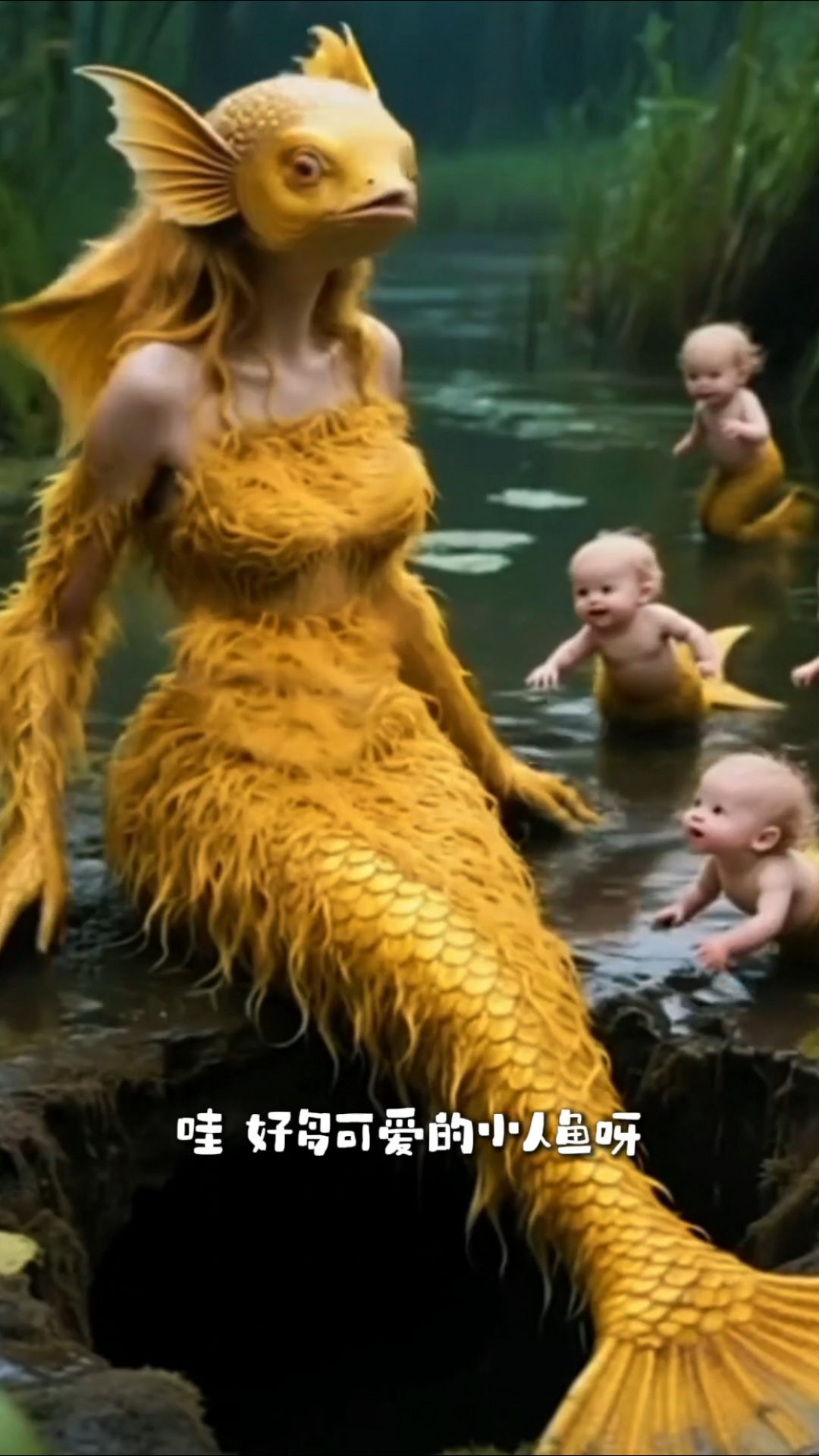 在鱼妈妈生出了这么多的鱼宝宝。你们见过吗