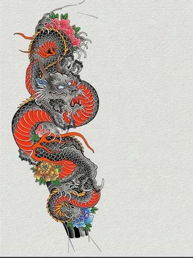 手稿分享 花臂纹身 大连纹身 纹身手稿 龙纹身