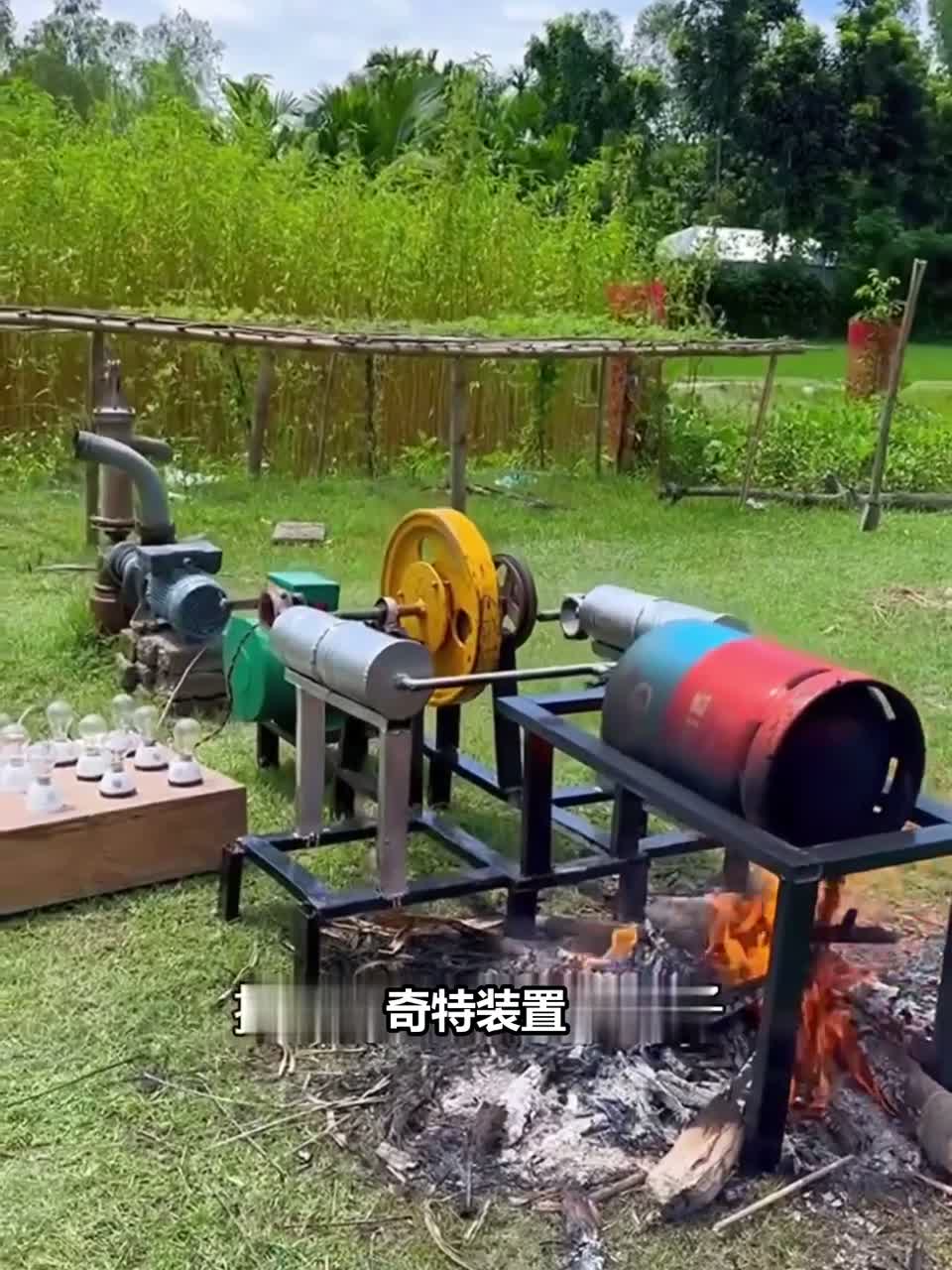 农村小伙自制蒸汽发电机，点亮一排灯泡，这效率你觉得如何？