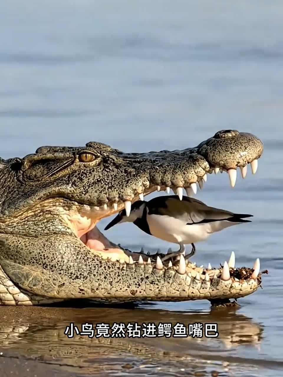 自然界最胆大的清洁工，竟敢钻进鳄鱼嘴巴觅食