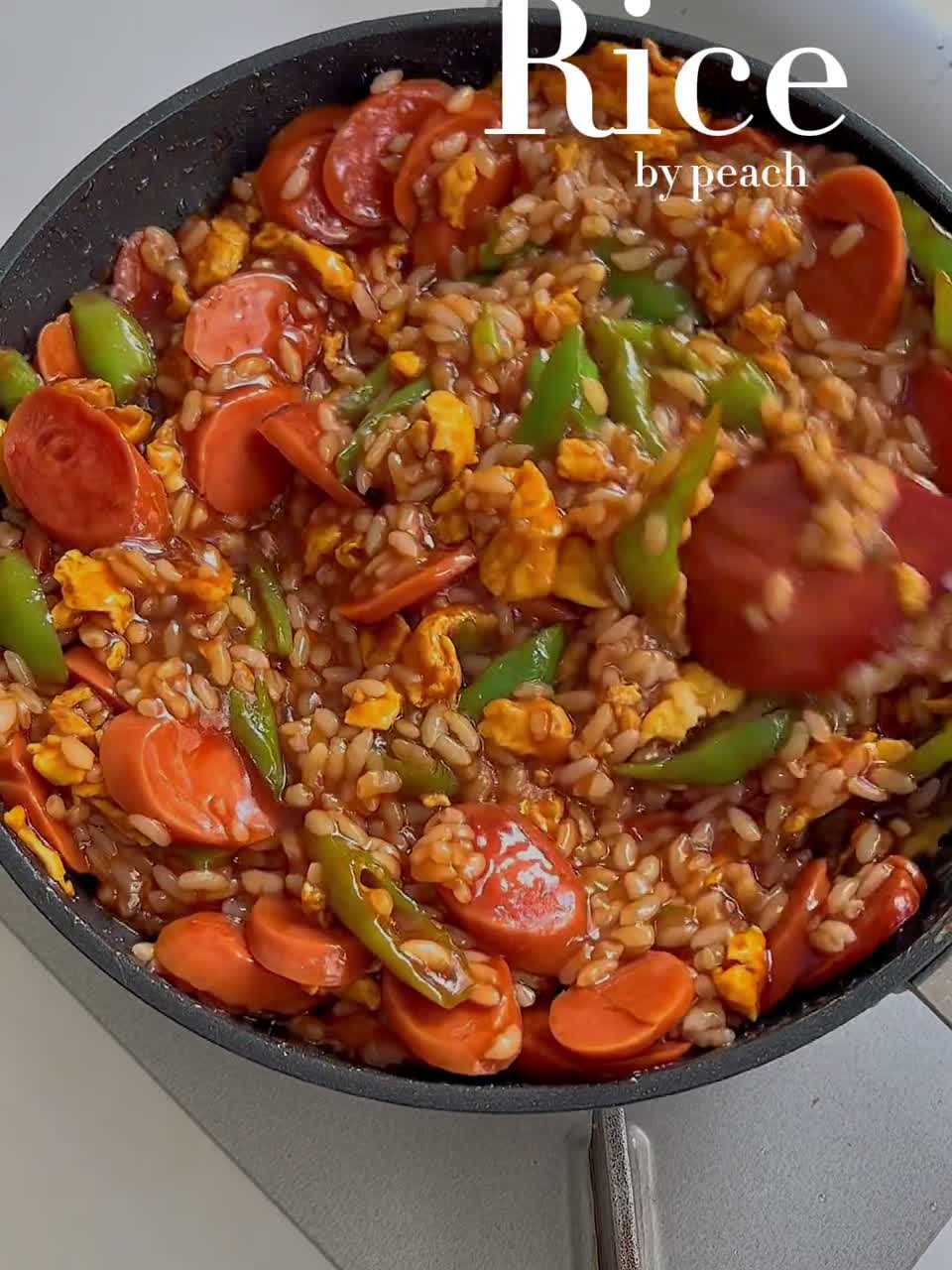 超简单有手就会的青椒火腿鸡蛋烩饭