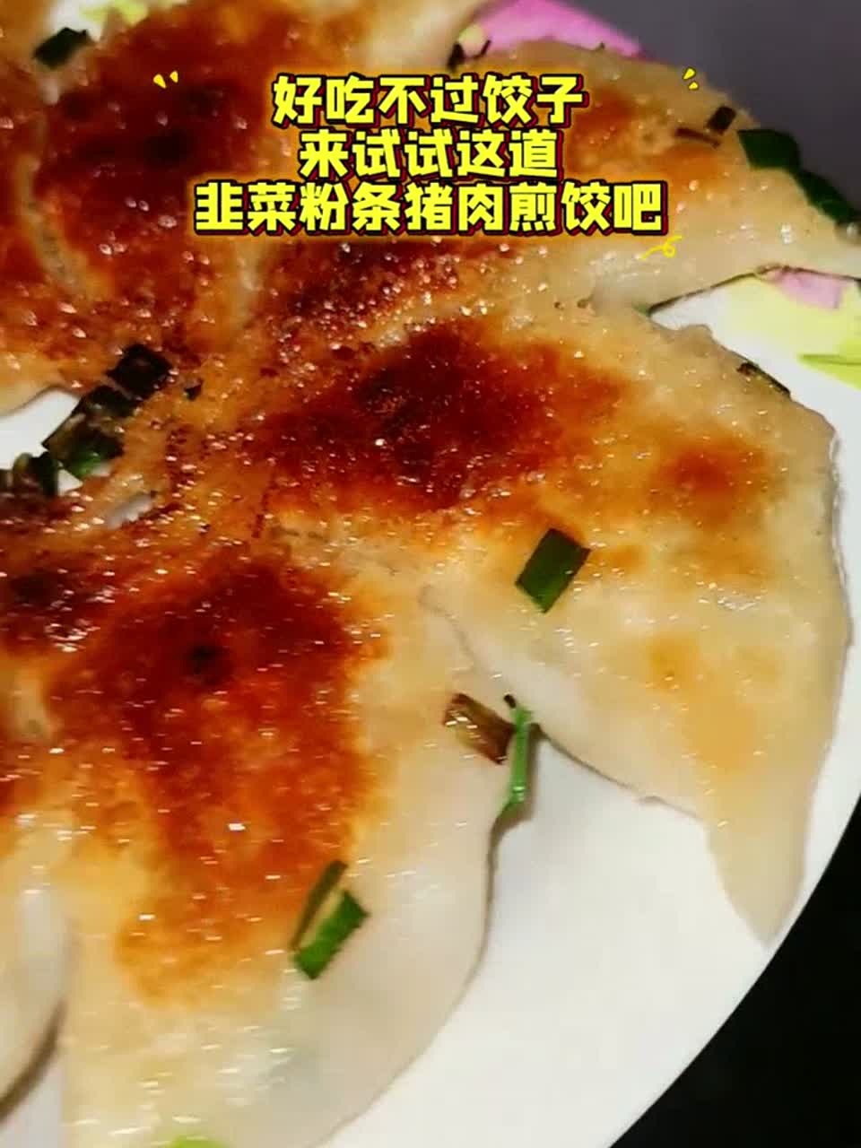 韭菜粉条猪肉饺，煎蒸煮都好吃 韭菜粉条猪肉馅的饺子真的绝不管是煎得金黄酥脆、