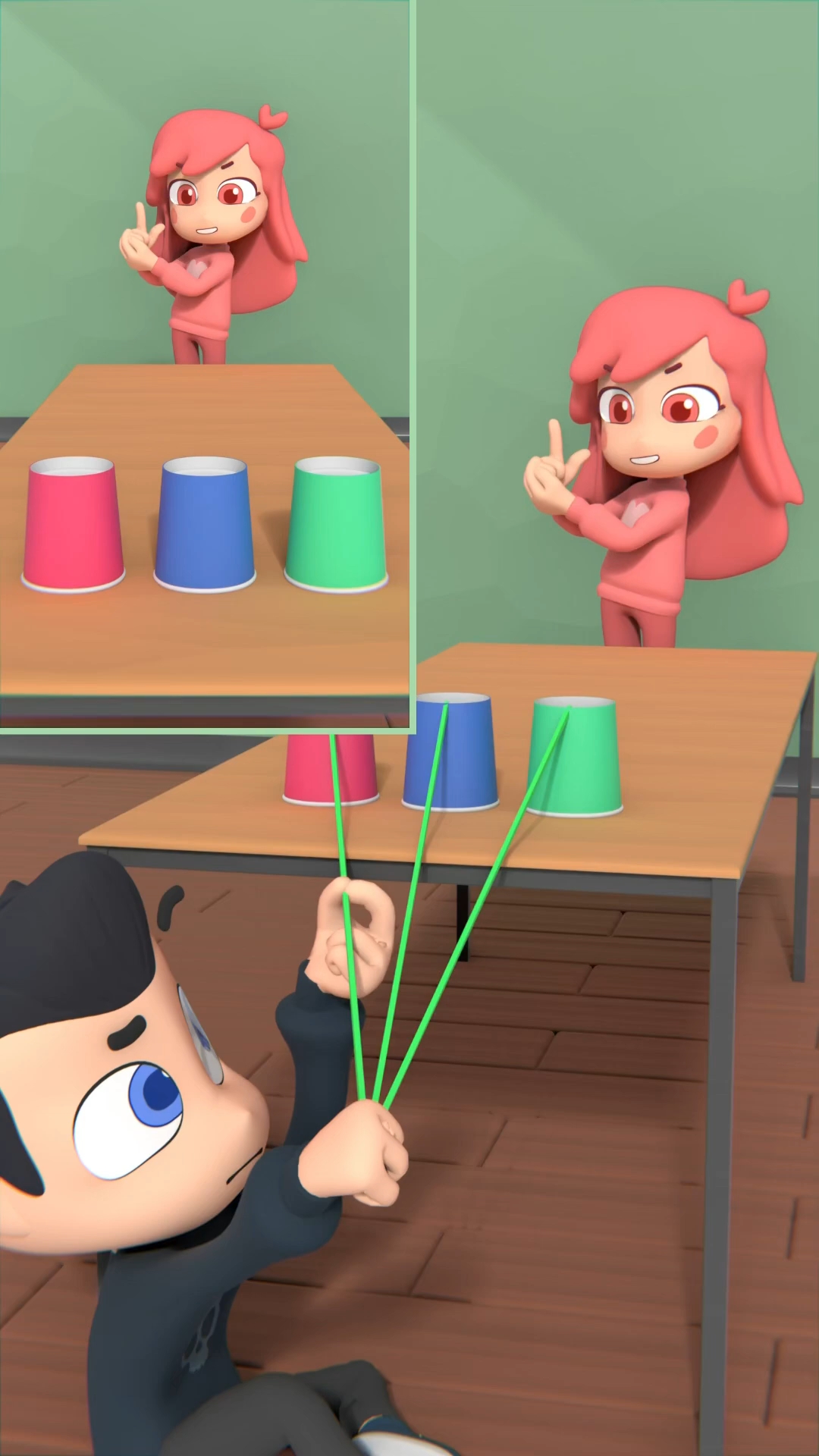 分别观看2个视频（卡通动画）