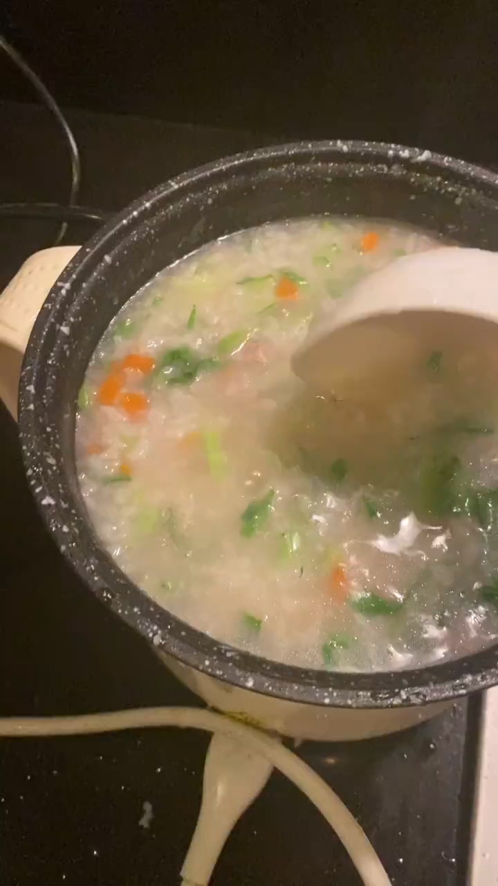 简单煮个青菜牛肉粥