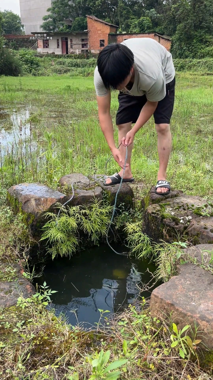 涨大水去古井里抓红鲫鱼,户外养殖