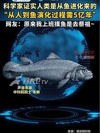 科学家证实人类是从鱼进化来的！“从人到鱼演化过程需5亿年”，网友：原来我上班摸鱼是去祭祖~
