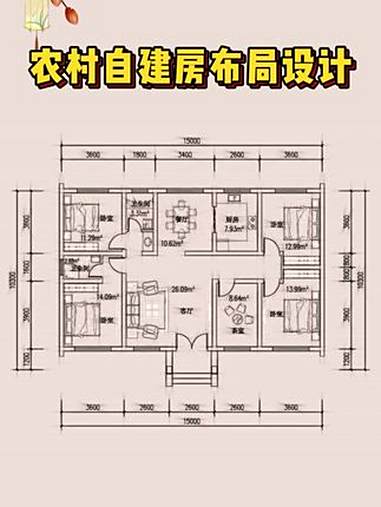徽派房子设计,占地146平,农村一层中式自建别墅施工图纸 农村自建房 别墅设计 别墅图纸 